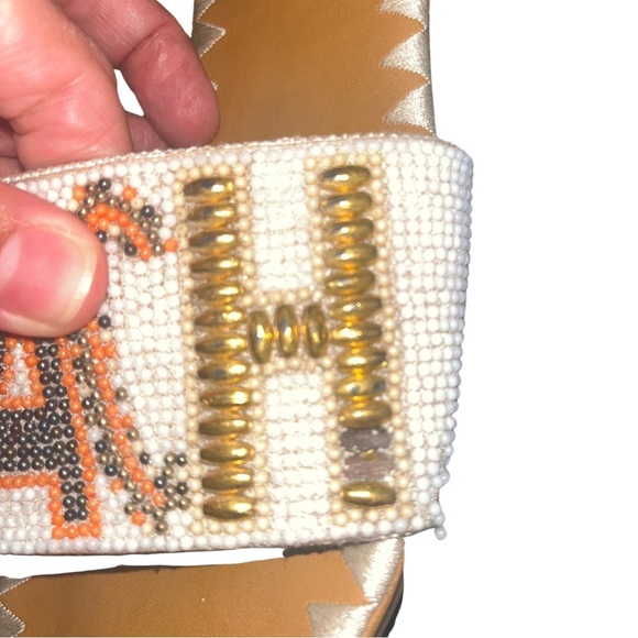 Top Moda Beaded Slide Sandals “BEACH” – Boho Summer Flats – Size 9 - Picture 4 of 6